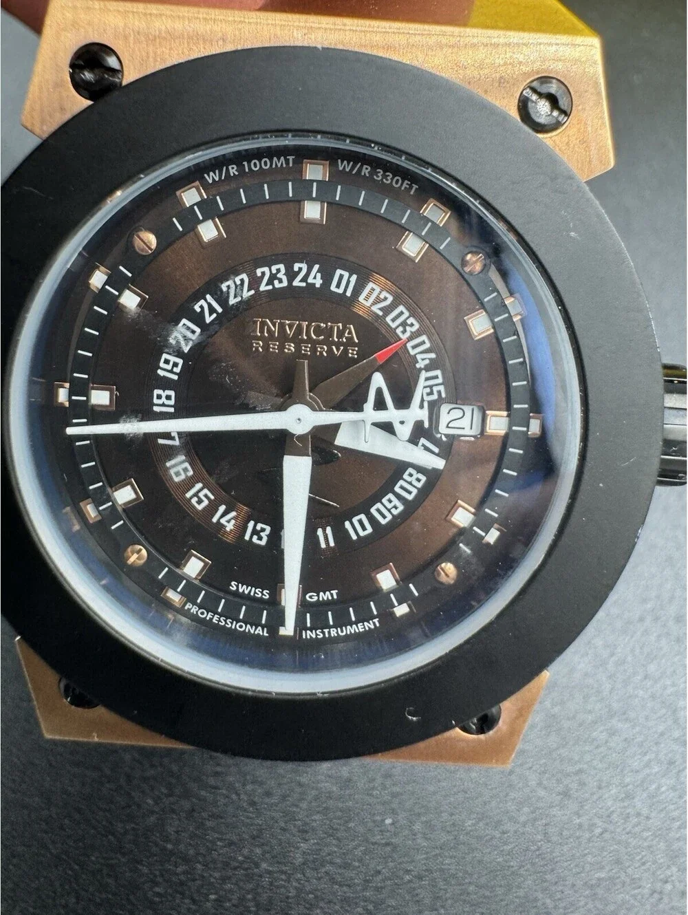 Men's Invicta Reserve Watch Brown Dial & Brown Leather Strap Model F0020 Russian